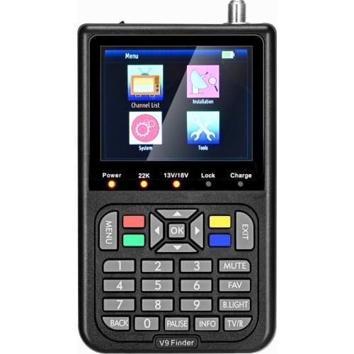 V9 Finder Satellite Finder Receptor Signal Meter Digital H.265 Full 1080P FTA 3.5" Built-in 3000mAh Battery Sat Finder
