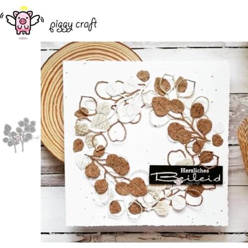 Piggy Craft metal cutting dies cut die mold 2Pcs Leaf decoration Scrapbook paper craft knife mould blade punch stencils dies