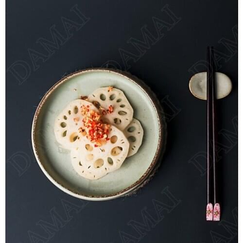 Retro Stoneware Plate Japanese Creativity Stroke Sashimi Sushi Dish Simplicity Desktop Fruit Salad Plates Home Kitchen Tableware