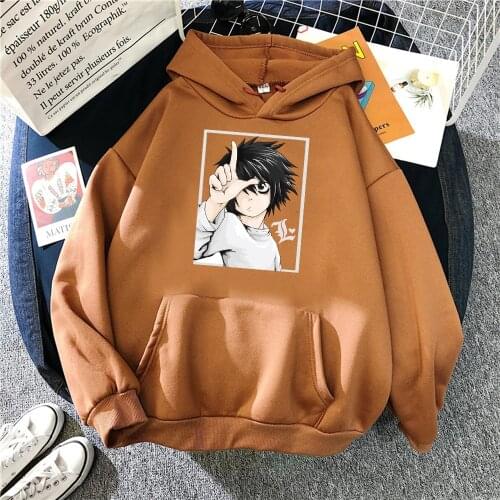 New Comfortable Brand Tops Japanese Anime Death Note Print MenS Sweatshirt Thermal Vintage Mens Hoodie Oversized Soft Hoodies