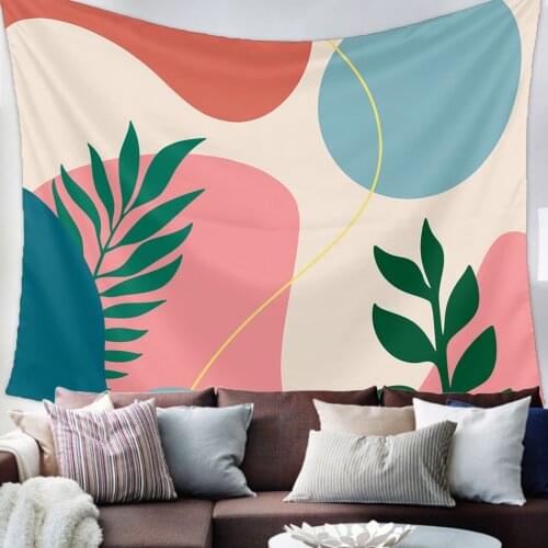Tropical Plants Abstract Art Geometric Tapestry Wall Hanging Living Room Decor Wall Hanging Tapestry Yoga Mat Home Decor Art