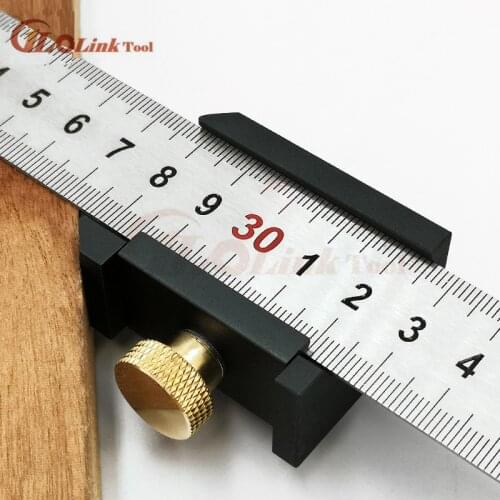 Carpentry DIY Woodworking Angle Scriber Steel Ruler Positioning Block Line Scriber Gauge Aluminum Alloy For Measuring Tools