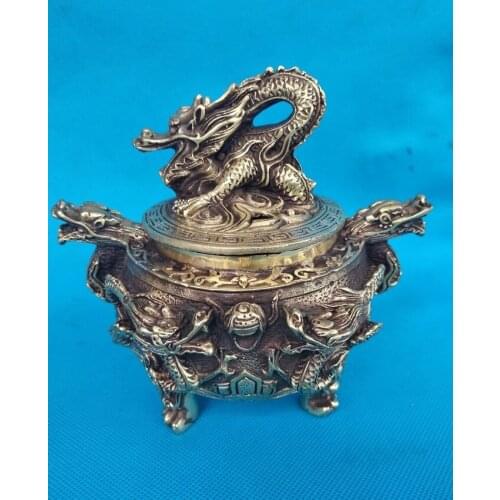 Vintage incense burner 6 Dragon incensory Signed bottom ornament