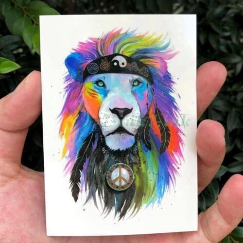 Waterproof Temporary tattoo sticker watercolor lion Water Transfer fake flash tatto 10*7cm for men women