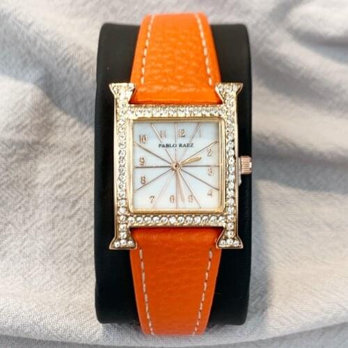 PABLO RAEZ Special Luxury Watch High-Grade Designer Diamond Leather Lady Dress Orange Jewelry Women Wristwatches H Fashion Style