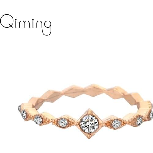 Women CZ Stone Zircon Crystal Engagement Ring Minimalist Jewelry Accessories Gold fashion Wedding Rings Girls Gift