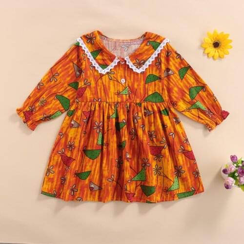 Ma&Baby 6M-5Y Children Kid Girls Floral Dress Vintage Flower Print A line Dresses For Girls Autumn Spring Clothing Costume