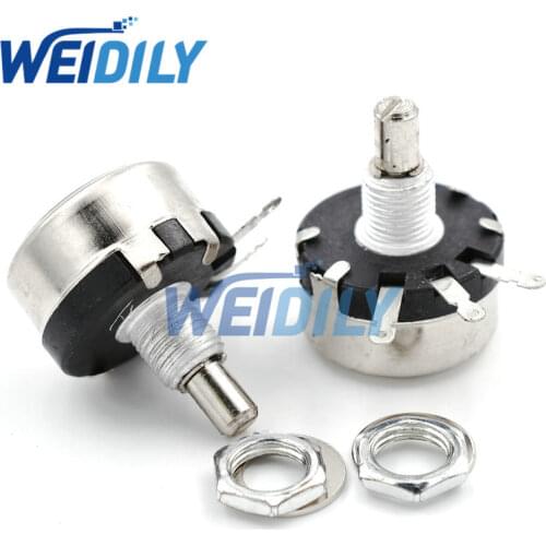2PCS/LOT WX110(010) 5K6 5.6K 3 Soldering Terminals 6mm Round Metal Shaft Single Turn Wire Wound Potentiometer