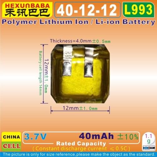 10pcs [L993] 3.7V 40mAh [401212] Polymer Li-ion battery for TWS wireless bluetooth earphone earbuds sport headset headphone