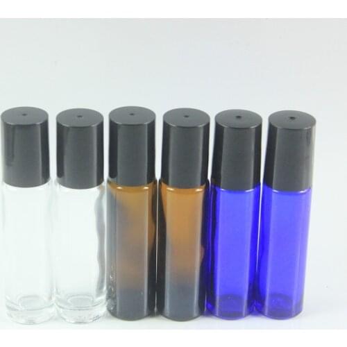 10pcs/lot 10ml Thick Glass Roll-on Bottles Portable Essential Oil Jar Bottle With Stainless Steel Roller Ball