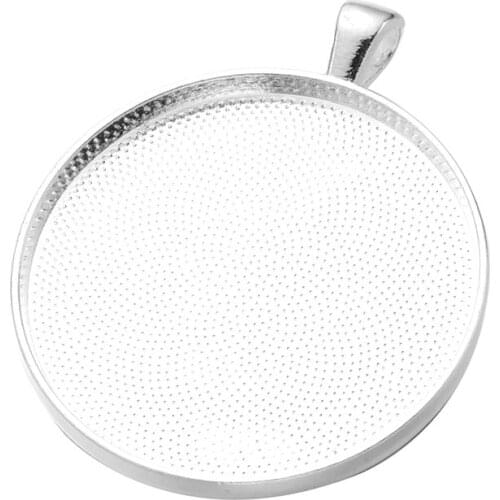10pcs/lot 38mm Silver Plated Pendant Settings Cabochons Bases Bezel Trays Fit Cabochon Cameo DIY Necklace Findings