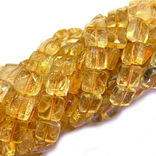 12mm Natural Citrine Beads 15'' DIY Yellow Crystal Square Loose Beads For Jewelry Making Beads Bracelet Necklace For Women Gift