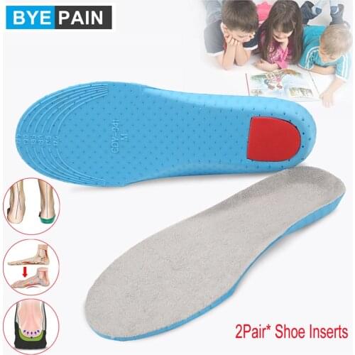 2 Pair Foot Massage Super Memory Foam Shoe Inserts Flatfoot Orthotic Insoles Cushion Sport Support Shoe Pads for Kids
