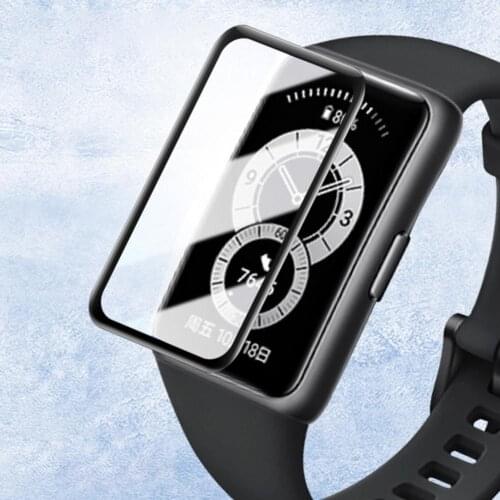 2Pcs Composite Protective Film 3D Curved PMMA Full Edge Hot Bending HD Glass Bracelet Screen Film for Huawei Smart Bracelet 6