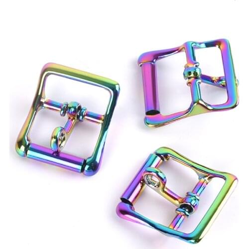 2pcs Rainbow Color Locking Tongue Roller Buckle, New Metal Locking Buckle