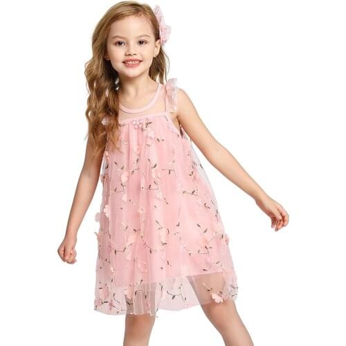 3D Floral Girl Princess Dress for Kids Baby Party Tulle Unicorn Lace Dresses Birthday Beach Sleeveless Costume Wedding Dress
