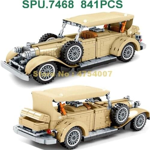 701900 841pcs Technology V12 Convertible Retro Vintage Car Pull Back Building Blocks Toy