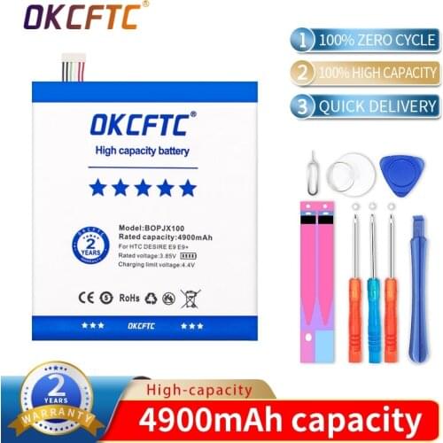 Original BOPJX100 battery For HTC One E9 Battery E9w E9+ Plus E9PW Powerful Battery 4900mAh Real Replacement mobile