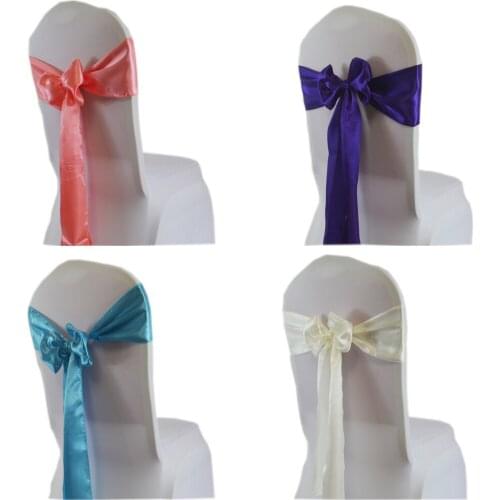 15*275cm Satin Sash Bow Tie Chair Band For Wedding Party Hotel Home Banquet Chairs Decoration Event Supplies Red/Royal Blue