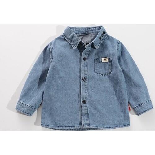 BINIDUCKLING Fashion Denim Shirt For Kid Boys Autumn Spring Cotton Long Sleeve Cowboy Shirts For Children Top Clothes 5 3 4 Year