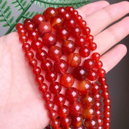 4/6/8/10mm Natural Stone Beads Red Agates Carnelian Onyx Loose Spacer Beads For Diy Bracelet Jewelry Making Accessories