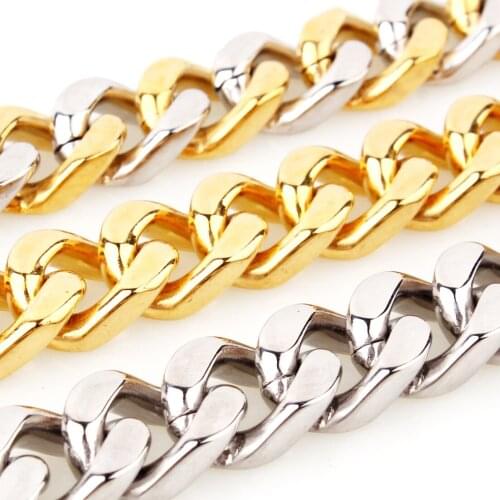 Fashion Mens Curb Cuban Link Chain Jewelry Gift 316L Stainless Steel Necklace 7-40inch