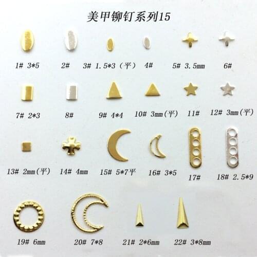 200pcs/pack Japan Korea Nail Art Alloy Rivets Studs Cross Star Moon Triangle Metal Jewellry Accessories for Women Nail DIY