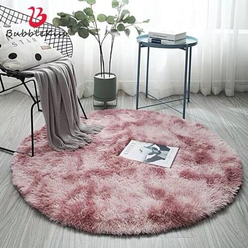 Bubble Kiss Round Plush Carpet Fashion Pink Rugs Faux Fur Rug And Carpets For Home Living Room Gradient Floor Mat Long Pile Rugs