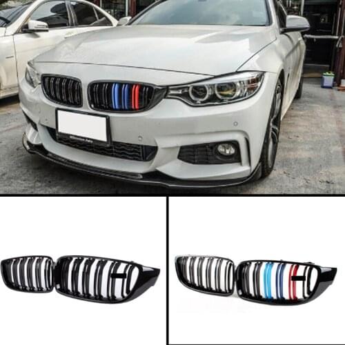 For BMW 4 Series F32 F33 F36 F80 M3 F82 M4 F83 M4 Front Kidney Grill Glossy Black M Color 2013-2019