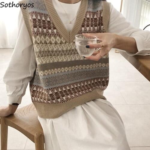 Women Sweater Vests Trendy Loose Elegant Knitted V-neck Cozy Leisure Temperament All-match Gentle Streetwear Ulzzang Retro S-3XL