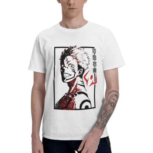 Jujutsu Kaisen Ryomen Sukuna T Shirt Mens Cotton Printed T-shirts Streetwear Tshirt Short Sleeve Anime Manga Tee Top
