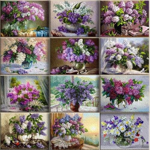 Pictures By Numbers Lavender Home Decoration Oil Painting Flower DIY Drawing Canvas For Living Room Art Supplies Christmas Gifts