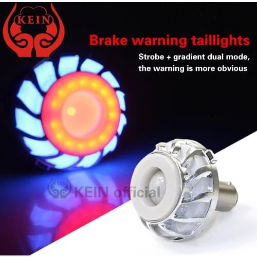 KEIN 1pcs COB Angel Eye Motorcycle LED Brake Light Flashing Red and Blue Gradient Tail Lamp Motorcycle Day Driving Signal Light