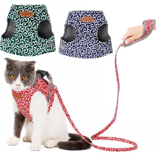 Reflective Cat Harness And Leash Set Nylon Mesh Kitten Puppy Dogs Vest Harness Leads Pet Clothes For Small Dogs Yorkies Pug