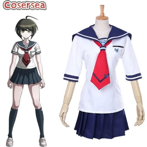 Cosersea Game Danganronpa: Trigger Happy Havoc Komaru Naegi Cosplay Costume Women Uniform Tops Skirt Tie Fullset