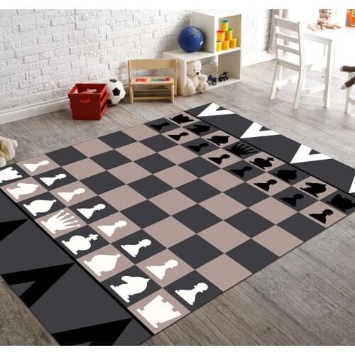 Chess 2 Patterned Carpet ,Non Slip Floor Carpet,Teens Carpet,Kids Carpet,Turkish Rug