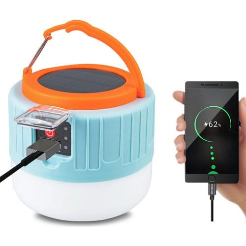 Multifunctional Portable USB Solar Charging LED Light Rechargeable Waterproof Energy-saving Bulb Night Market Tent Lamp Outdoor