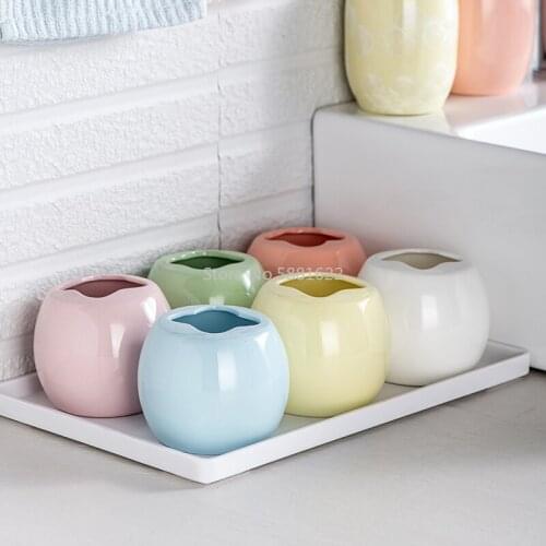 4ps/5ps Ceramic Bathroom Accessory Set Nordic Washing Tools Bottle Mouthwash Cup Soap Toothbrush Holder Household Articles
