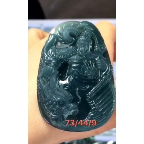 Natural Myanmar jade A HandCarved guan gong emperor green jade pendant jade necklace pendants jewelry jade necklaces woman