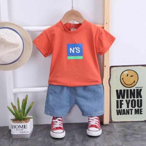 New 100% Cotton Kids Clothing Sets Fashion Baby Boys Clothes Letter Print Childrens Clothing T-Shirt+Shorts Baby Boys Clothes