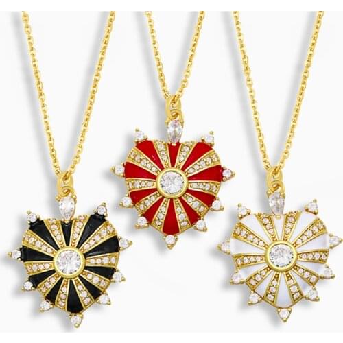 FLOLA Stone Heart Necklace For Women Gold Vermeil Pendant Necklace Crystal CZ Pave Zirconia Jewelry Valentines Day Gifts nket56