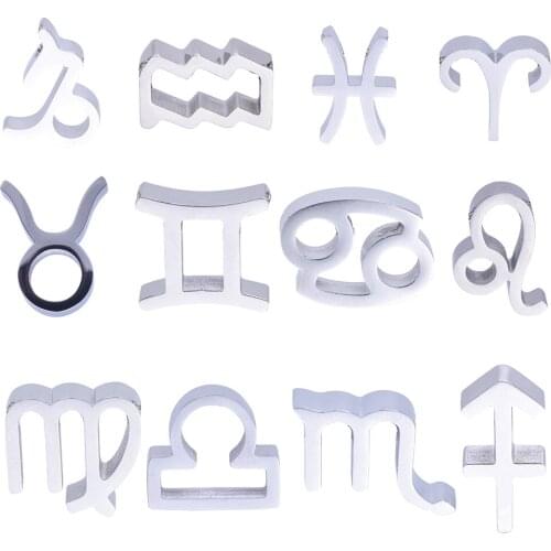 Fashion 12 Twelve constellation symbols stainless steel Pendant charms for DIY Necklace Bracelet Birthday Gifts Women Jewelry