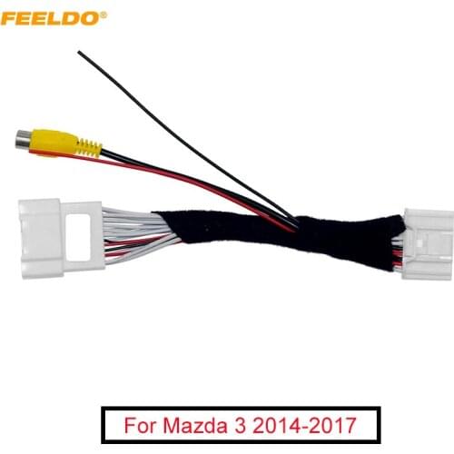 FEELDO Car Parking Rear Camera Video Plug Converter Cable For Mazda 3 Audio Head Units Wire Harness With Parking Wire