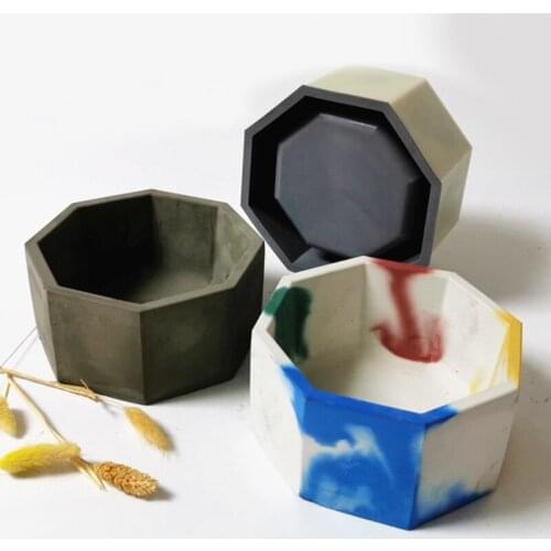 Storage Cup Epoxy Resin Mold Octagonal Cement Flowerpot Casting Silicone Mould DIY Crafts Decorations Making Tools