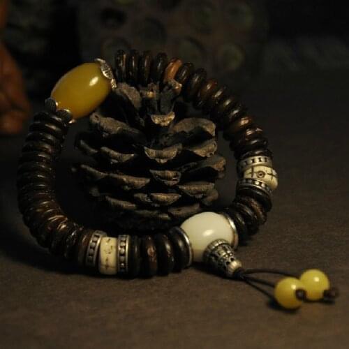 Handmade Tibetan Beads Bracelet Buddhist Mala Bracelet Tibetan Wrist Mala Coconut Shell Deginer Jewelry Gift