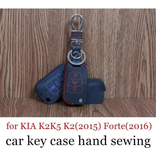 Only red Premium Quality Case for K-IA K2K5 K2(2015) F-orte(2016) Hand sewing cover DIY Genuine leather key case