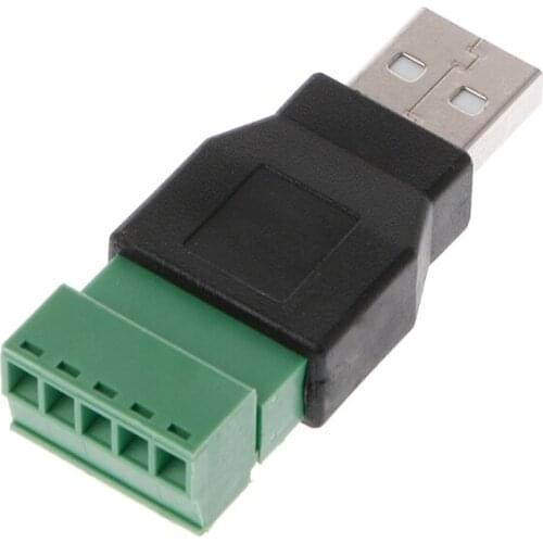 USB 2.0 Type A Male/Female to 5P Screw w/ Shield Terminal Plug Adapter Connector L4MB