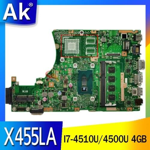 X455LA motherboard For ASUS X455LA I7-4510U i7-4500U CPU 4GB RAM Laptop motherboard K455L A455L F455L Notebook mainboard tested