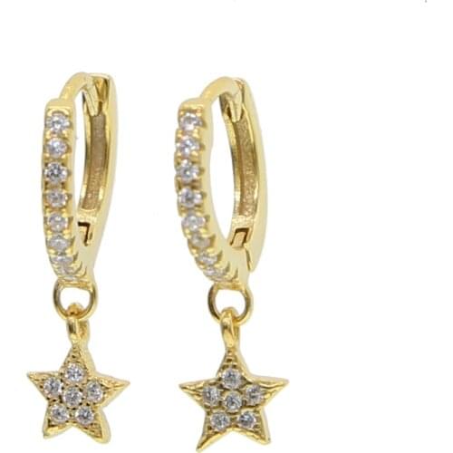 2021 Rushed Brincos Earrings Earings Delicate Cute Cz Tiny Mini Minimalist Girl Women 925 Sterling Dangle Small Cz Star Earring