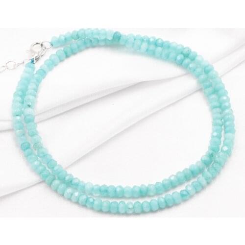 Natural Amazonite Stone Beads Choker Necklace for Women Statement Collare Chain Necklaces Abacus 2x4mm Torque Jewelry 18" A815